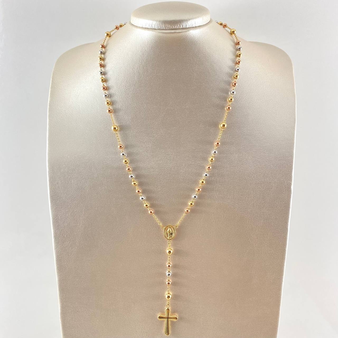 Rosario Virgen Milagrosa Cruz Cristo 13.4gr / 50cm / Oro 18K ©