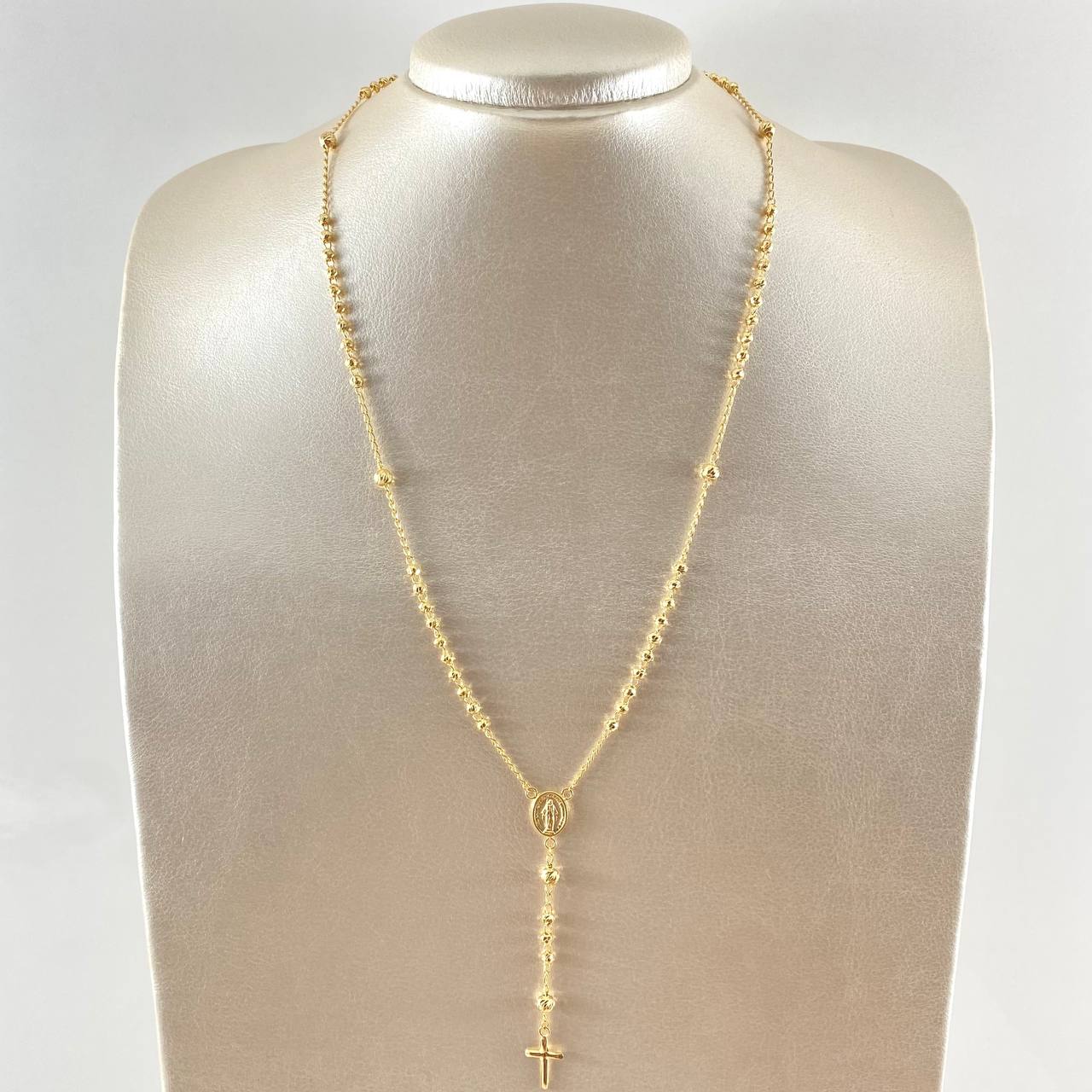 Rosario Virgen Milagrosa Cruz Lisa 7.6gr / 50cm / Oro 18K ©