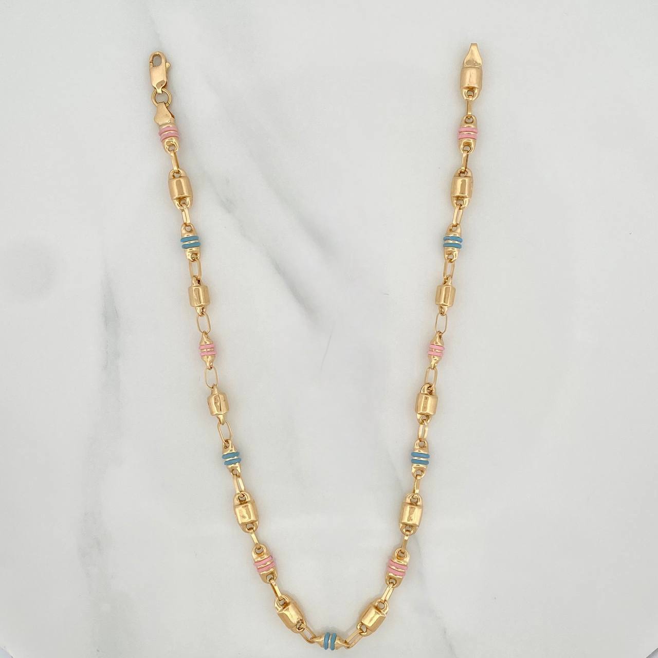 Tobillera Rustica Barril Cilindro 5.75 g / 29 cm / 4.2 mm Oro Amarillo 18K