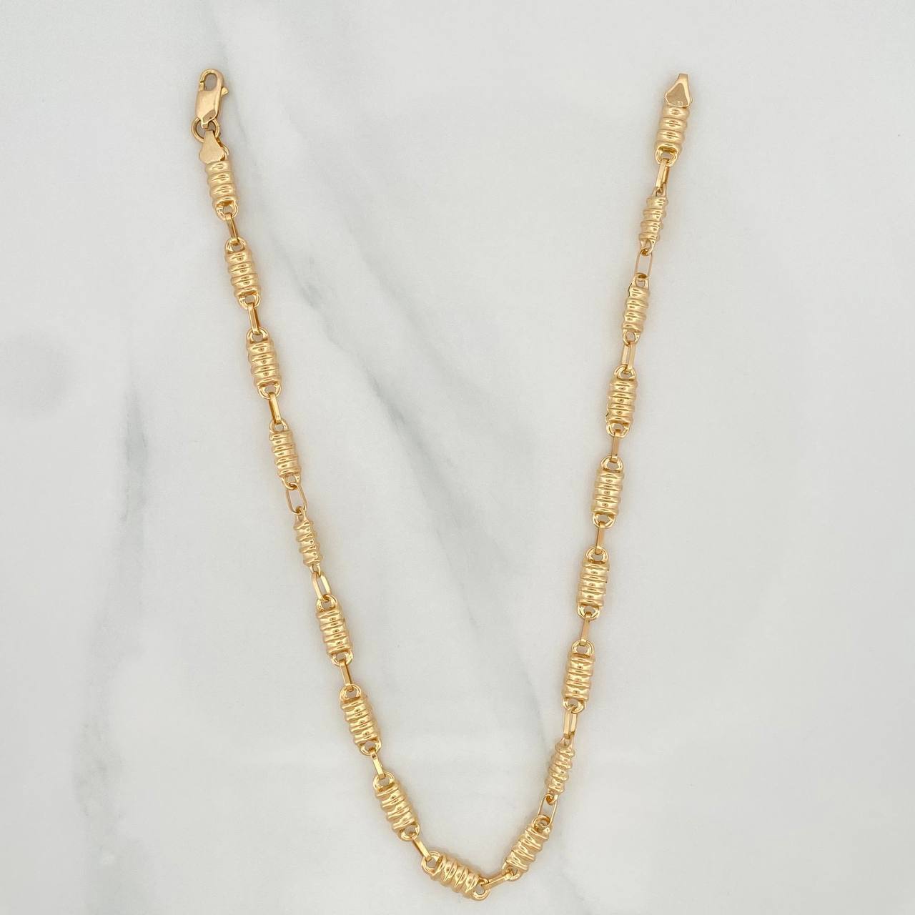 Tobillera Rustica Barril 5.25 g / 28.2 cm / 4.2 mm Oro Amarillo 18K