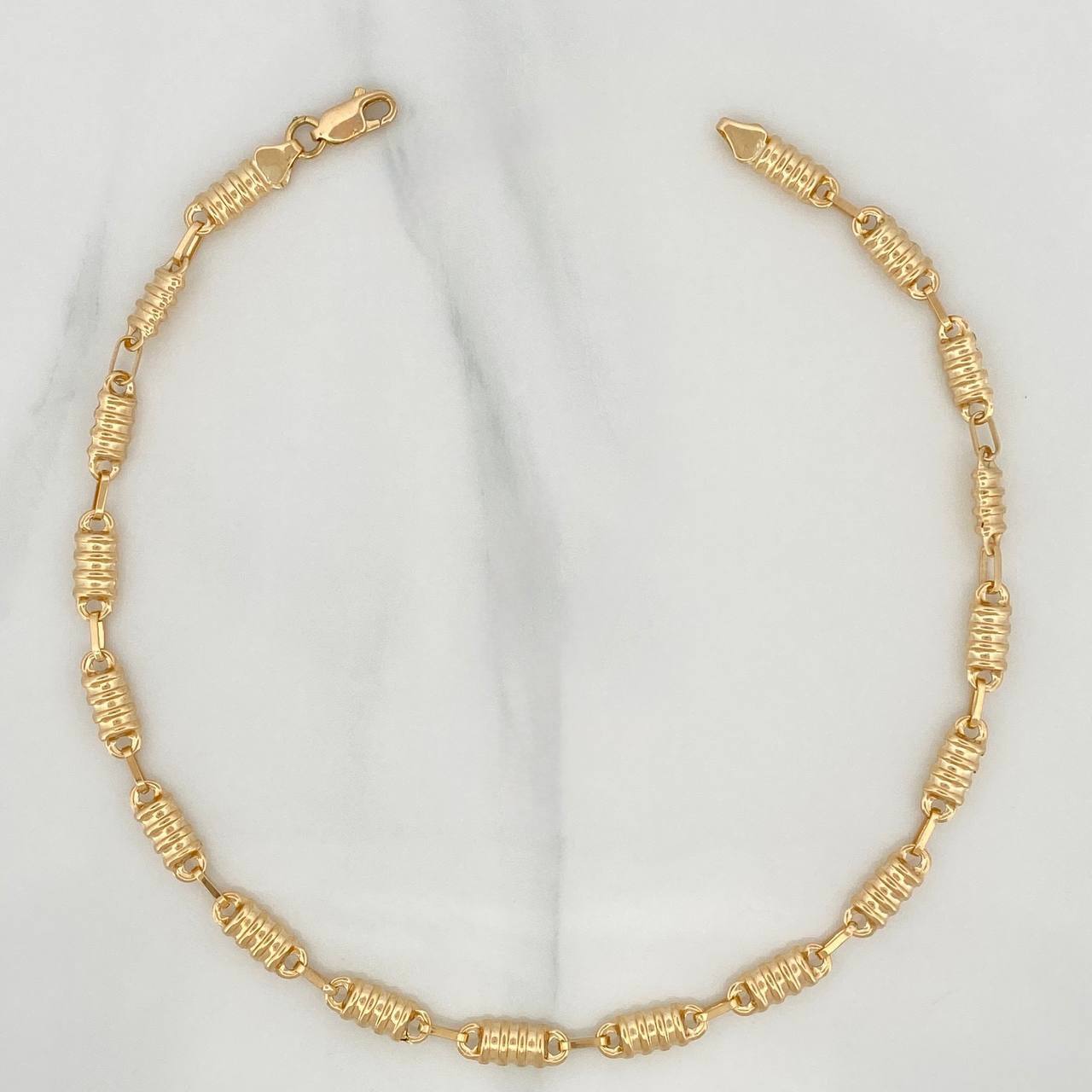 Tobillera Rustica Barril 5.25 g / 28.2 cm / 4.2 mm Oro Amarillo 18K