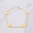 Pulso Aro Seguido Trébol Diamantado 2.7g / 18.6cm / 1.65mm Oro Amarillo 18K