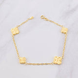Pulso Aro Seguido Trébol Diamantado 2.7g / 18.6cm / 1.65mm Oro Amarillo 18K