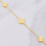 Pulso Aro Seguido Trébol Diamantado 2.7g / 18.6cm / 1.65mm Oro Amarillo 18K