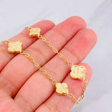 Pulso Aro Seguido Trébol Diamantado 2.7g / 18.6cm / 1.65mm Oro Amarillo 18K