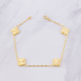 Pulso Aro Seguido Trébol Diamantado 2.9g / 18.5cm / 1.65mm Oro Amarillo 18K
