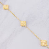 Pulso Aro Seguido Trébol Diamantado 2.9g / 18.5cm / 1.65mm Oro Amarillo 18K