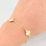 Pulso Aro Seguido Trébol Diamantado 2.9g / 18.5cm / 1.65mm Oro Amarillo 18K