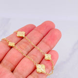Pulso Aro Seguido Trébol Diamantado 2.4g / 18.3cm / 1.65mm Oro Amarillo 18K