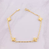 Pulso Aro Seguido Trébol Diamantado 2.05g / 18cm / 1.65mm Oro Amarillo 18K