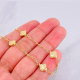 Pulso Aro Seguido Trébol Diamantado 2.05g / 18cm / 1.65mm Oro Amarillo 18K