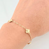 Pulso Aro Seguido Trébol Diamantado 2.05g / 18cm / 1.65mm Oro Amarillo 18K
