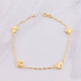 Pulso Aro Seguido Trébol y Corazón Diamantados 2.05g / 18cm / 1.65mm Oro Amarillo 18K