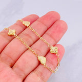 Pulso Aro Seguido Trébol y Corazón Diamantados 2.05g / 18cm / 1.65mm Oro Amarillo 18K