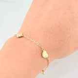 Pulso Aro Seguido Trébol y Corazón Diamantados 2.05g / 18cm / 1.65mm Oro Amarillo 18K