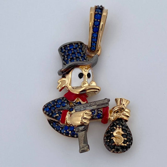 Dije Pato Pistola 5.85gr / 4.5cm-Dos Oros Negro Amarillo 18K &