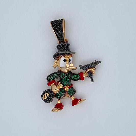 Dije Pato Pistola 10.2gr / 4.3cm Dos Oros Negro Amarillo 18K $