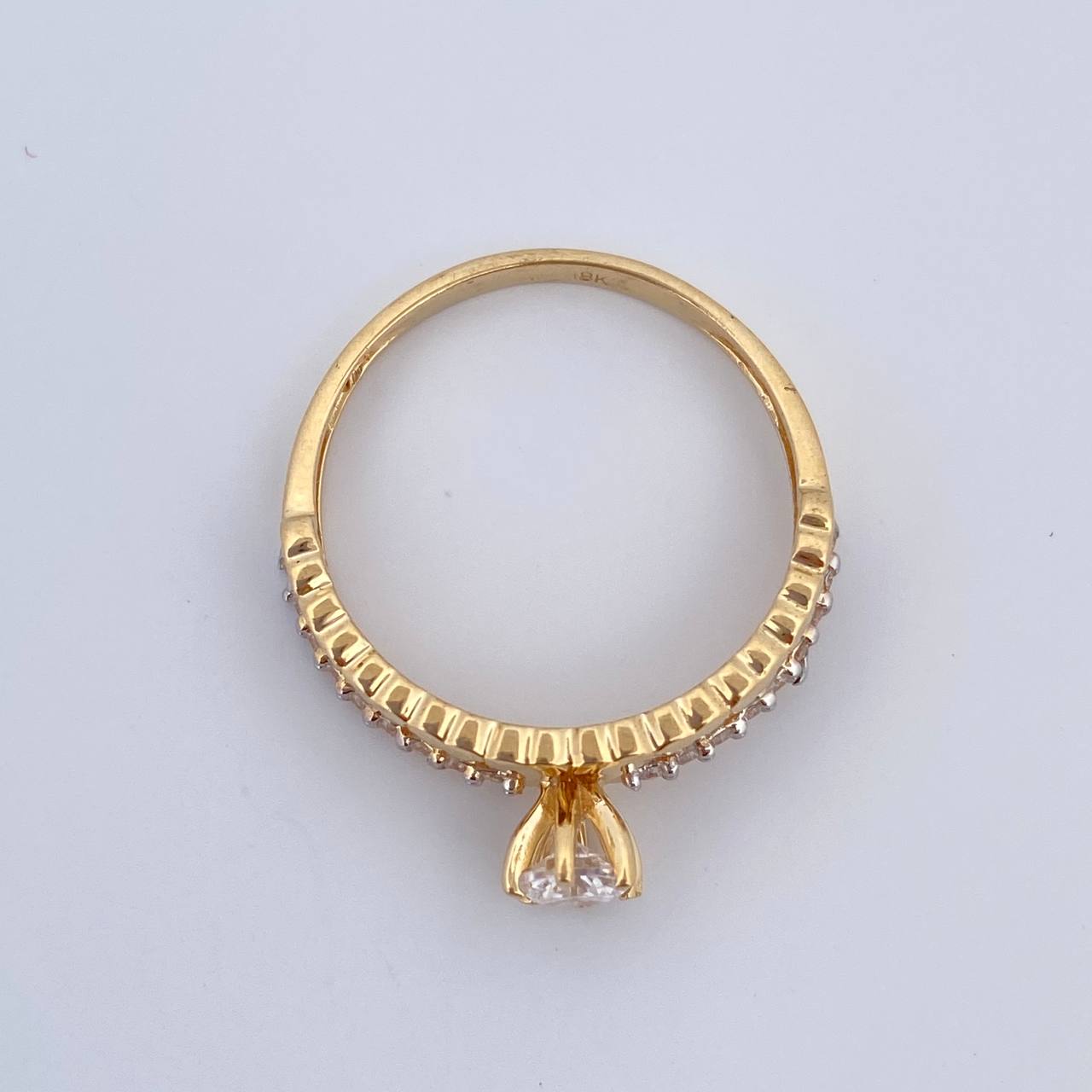Anillo Solitario Churumbela Corazones 2.2gr / T6 1/4 / Oro 18K &