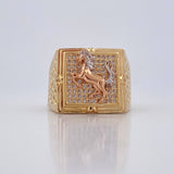 Anillo Sello Caballo 10.25gr / T10 / Oro 18K &