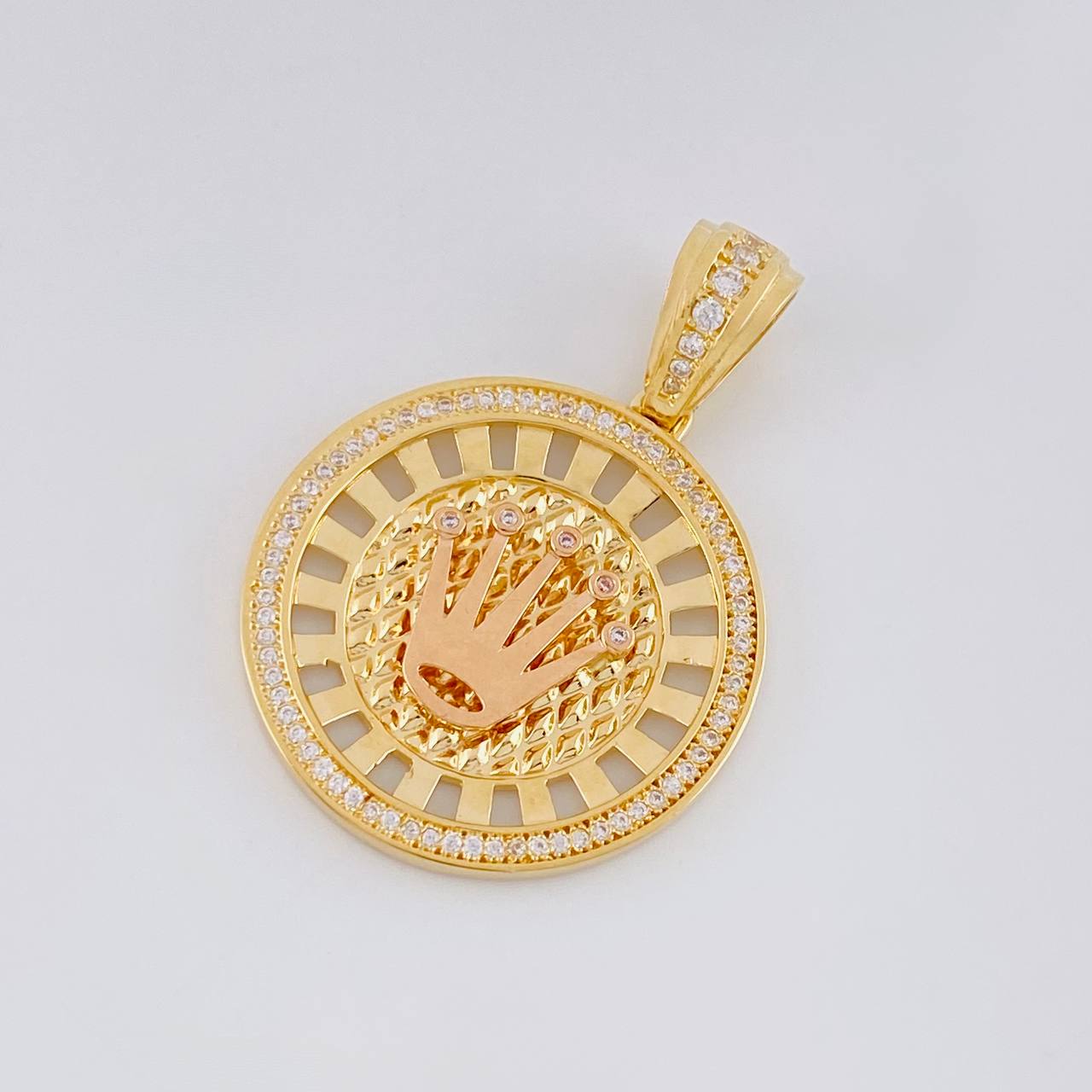 Dije Corona Exclusive 9.4 g / 3.9 cm Dos Oros Amarillo Rosa 18K