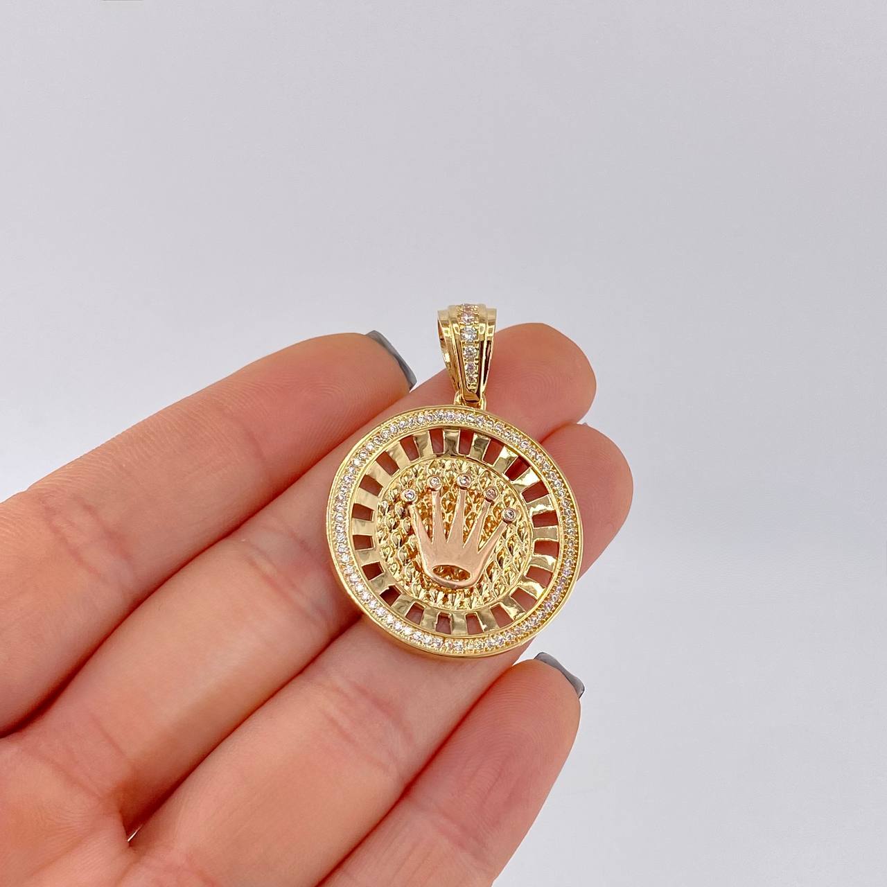 Dije Corona Exclusive 9.4 g / 3.9 cm Dos Oros Amarillo Rosa 18K