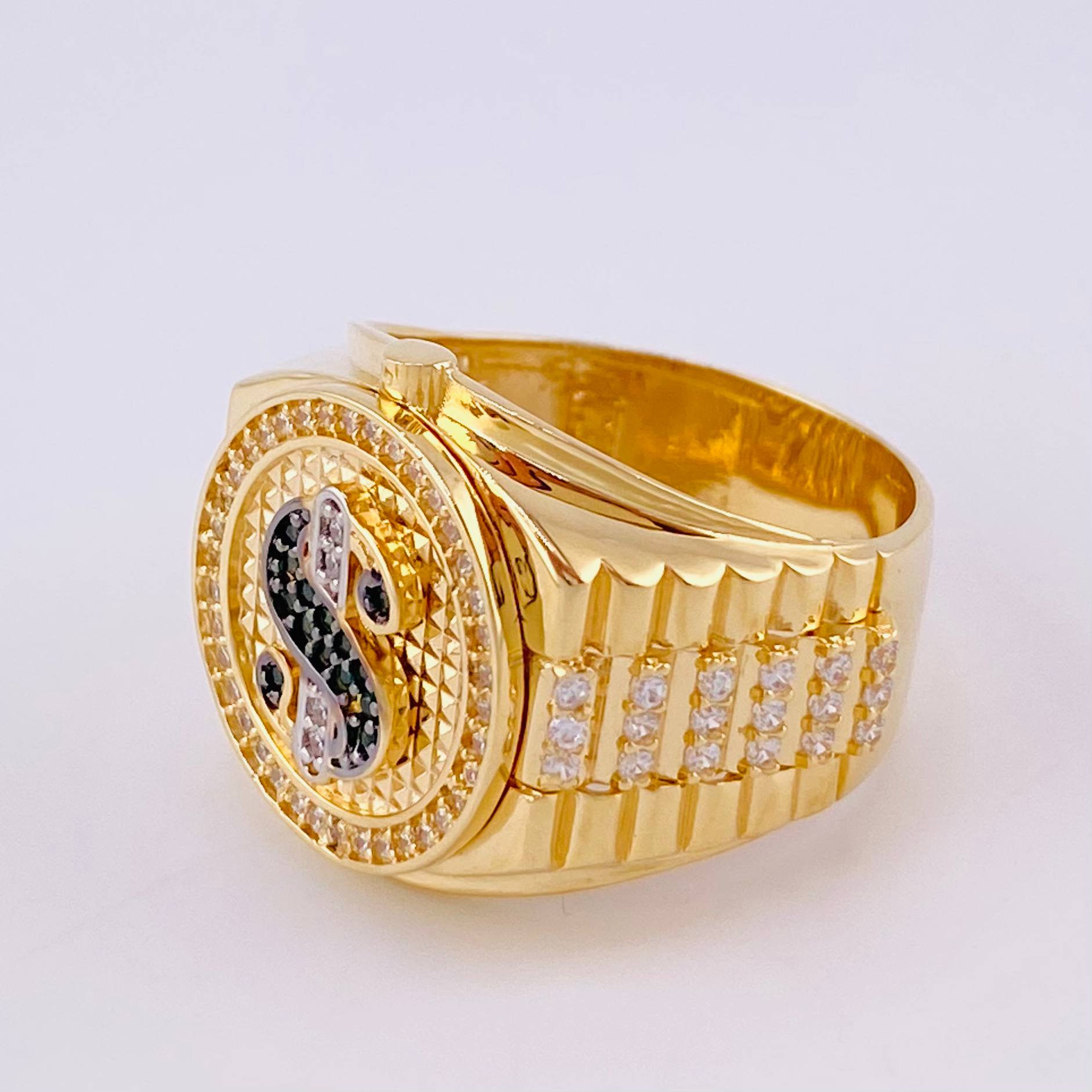 Anillo Correa Signo Dolar 10.85 g / T10 1/2 Oro Amarillo 18K