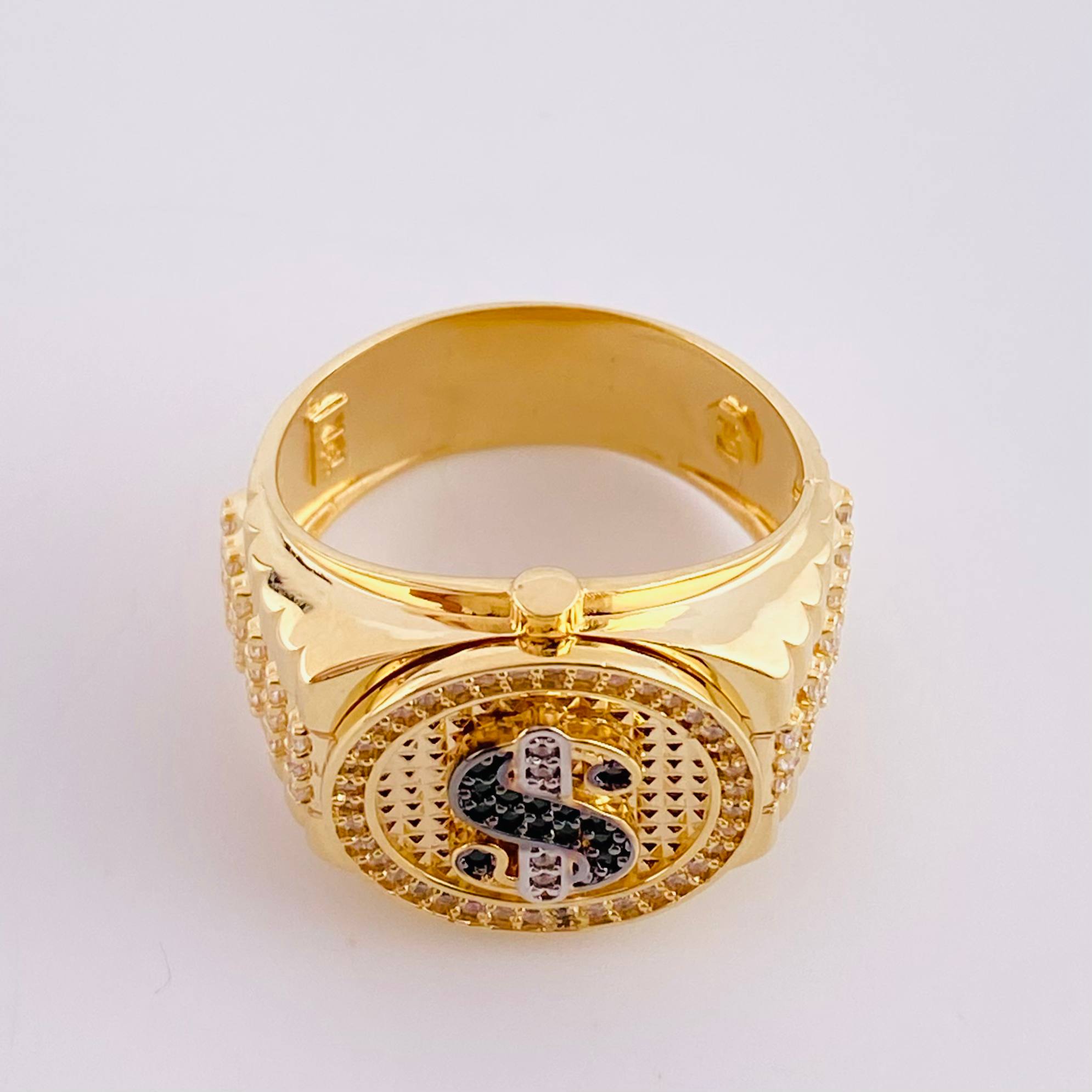 Anillo Correa Signo Dolar 10.85 g / T10 1/2 Oro Amarillo 18K