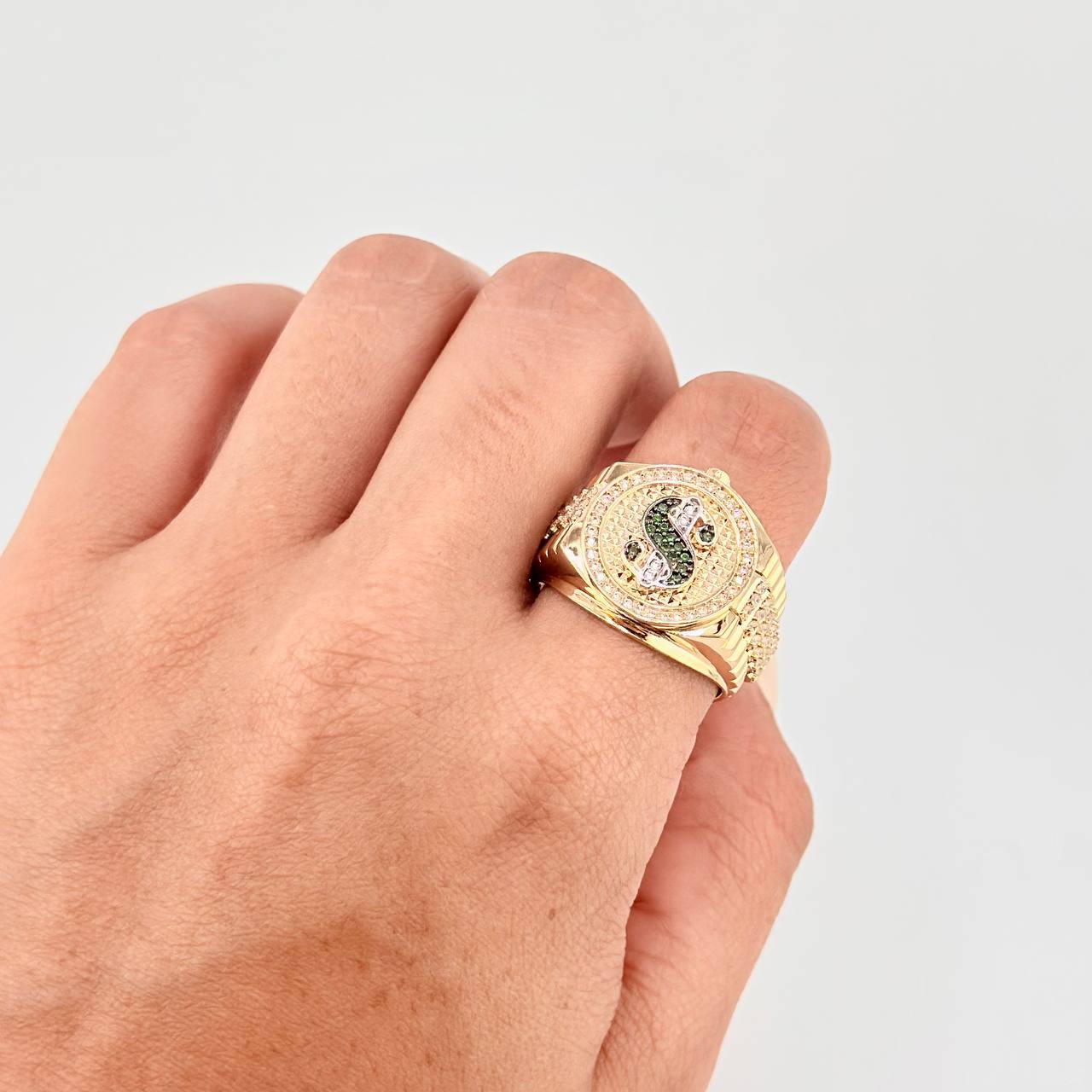 Anillo Correa Signo Dolar 10.85 g / T10 1/2 Oro Amarillo 18K