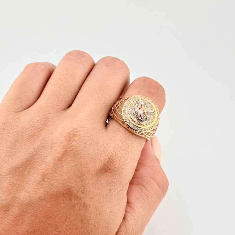 Anillo Mallado San Miguel 8.1 g / T9 3/4 Tres Oros 18K