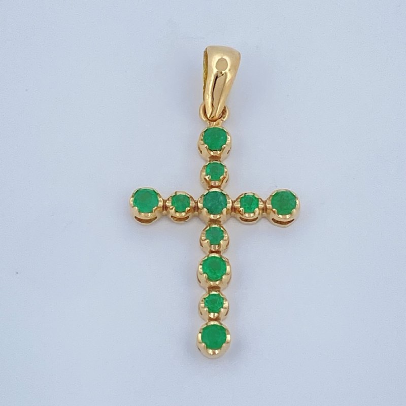 Dije Cruz Luz Verde 1.25gr / 2.7cm / Oro Amarillo 18K +