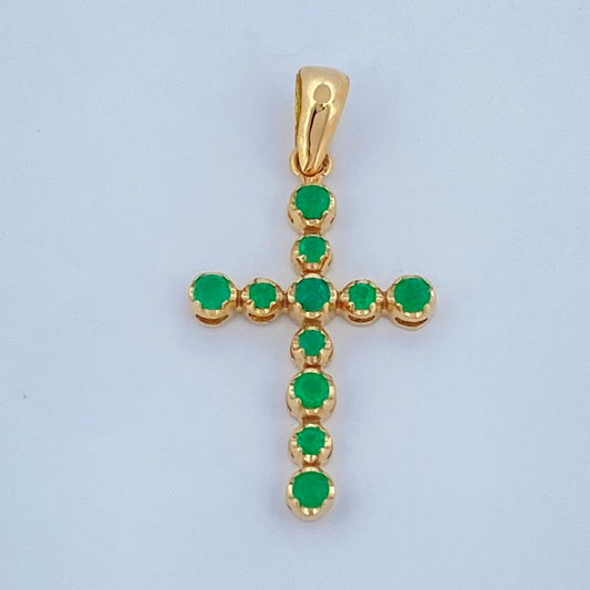 Dije Cruz Luz Verde 1.25gr / 2.7cm / Oro Amarillo 18K +