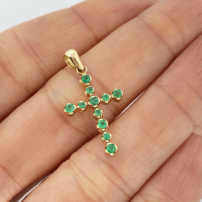 Dije Cruz Luz Verde 1.25gr / 2.7cm / Oro Amarillo 18K +