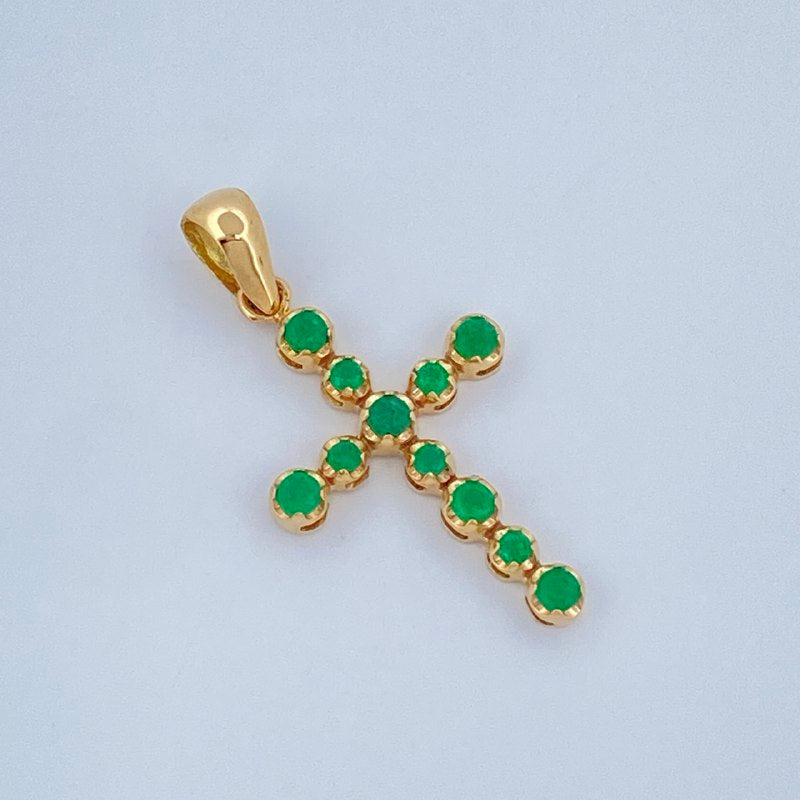 Dije Cruz Luz Verde 1.25gr / 2.7cm / Oro Amarillo 18K +