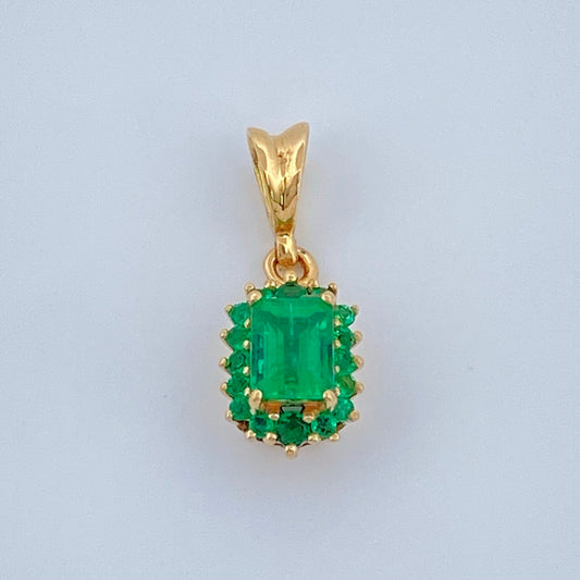 Dije Joya Trono Verde 1.25gr / 1.6cm / Oro Amarillo 18K +