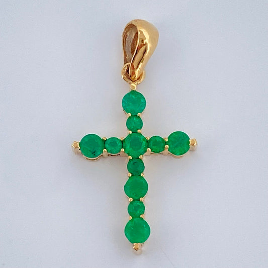 Dije Joya Cruz Luz Verde 1.25gr / 2.6cm / Oro Amarillo 18K +