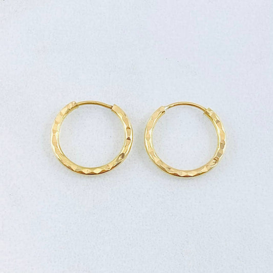 Candongas Aro Rayado 0.7 g / 1.2 cm Oro Amarillo 18K