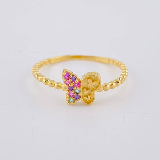 Anillo Mariposa Mate 1.45 g / T8 1/4 Oro Amarillo 18K