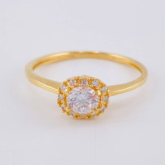 Anillo Halo Solitario 2 g / T6 3/4 Oro Amarillo 18K