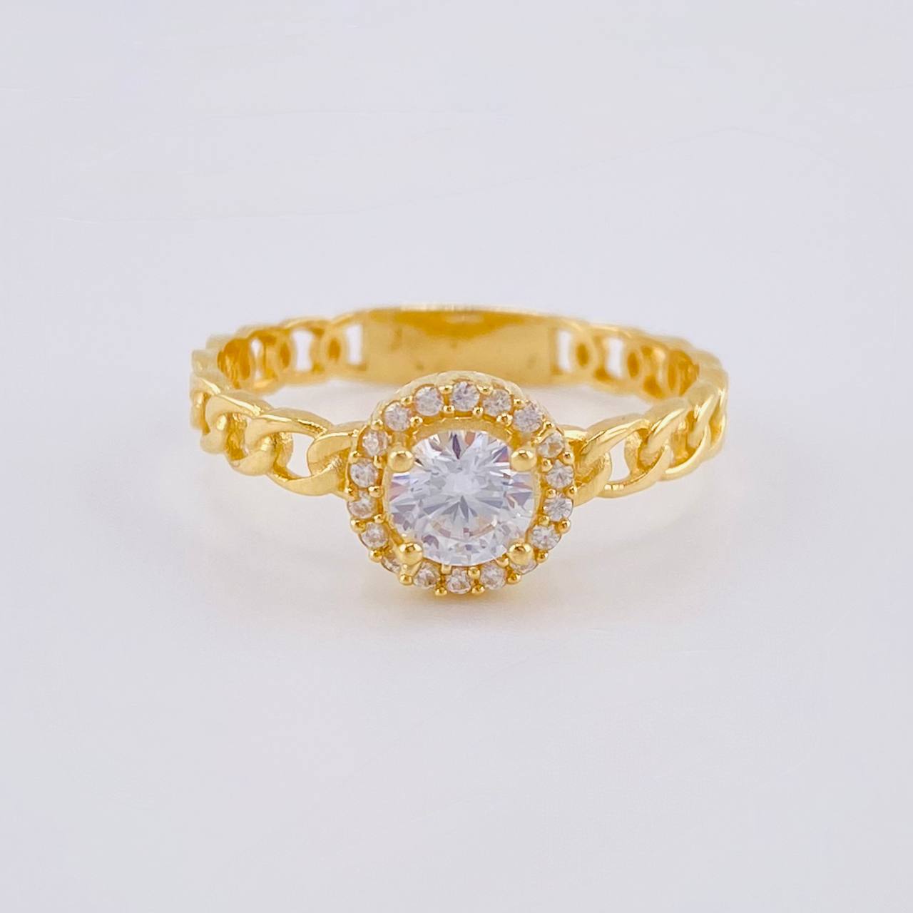 Anillo Cubano Halo 2.5 g / T8 Oro Amarillo 18K