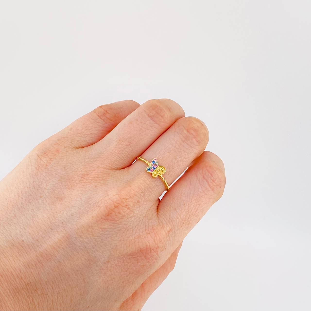 Anillo Mariposa Mate 1.45 g / T7 1/2 Oro Amarillo 18K
