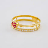 Anillo Doble Carril Corazon Tupido 1.95 g / T7 Oro Amarillo 18K