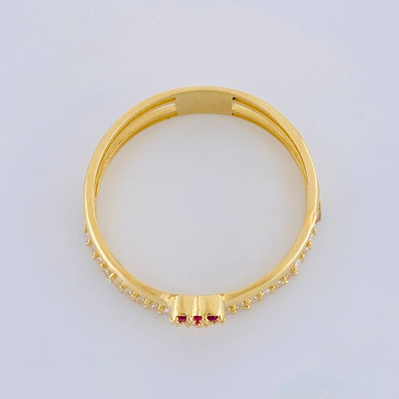 Anillo Doble Carril Corazon Tupido 1.95 g / T7 Oro Amarillo 18K