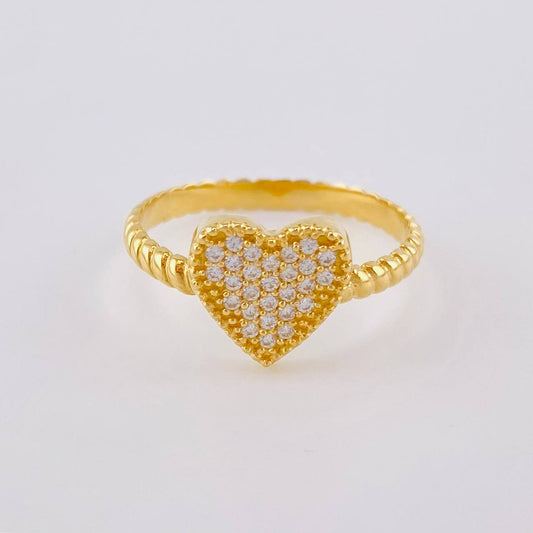 Anillo Burbuja Corazon Tupido 2.2 g / T7 Oro Amarillo 18K