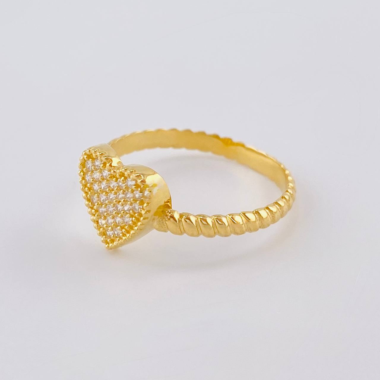 Anillo Burbuja Corazon Tupido 2.2 g / T7 Oro Amarillo 18K