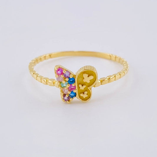 Anillo Mariposa Mate 1.25 g / T7 3/4 Oro Amarillo 18K