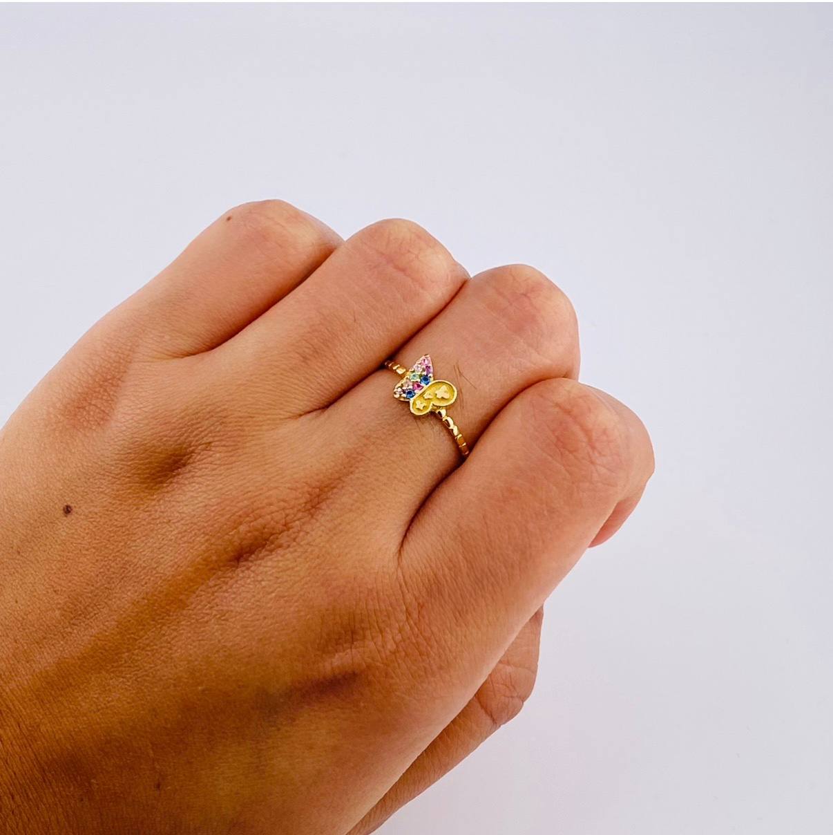 Anillo Mariposa Mate 1.45 g / T6 3/4 Oro Amarillo 18K