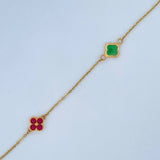 Tobillera Trebol 3.8gr / 25.3cm / Oro Amarillo 18K &