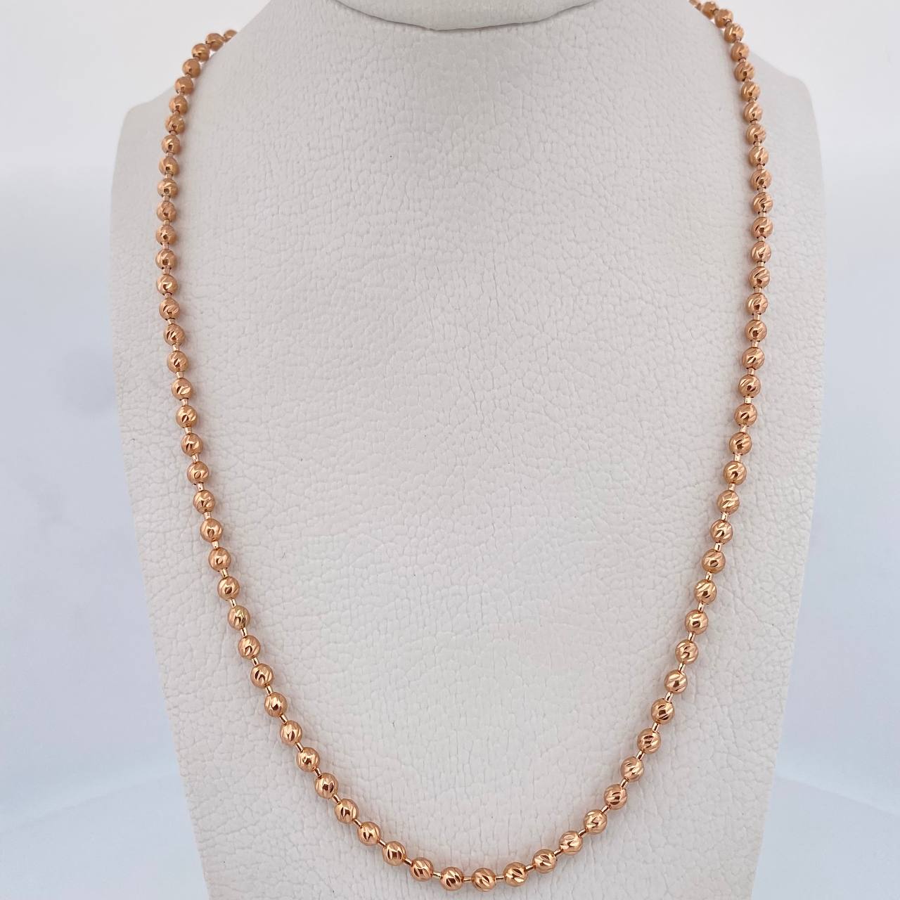 Cadena Militar 18.7gr / 60.5cm / 3mm Bola Diamantada Oro Rosa 18K $