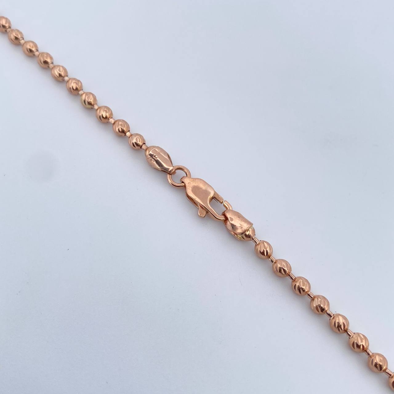 Cadena Militar 18.7gr / 60.5cm / 3mm Bola Diamantada Oro Rosa 18K $