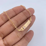 Pulso Bebe Aro Seguido 1.45gr / 14.4cm / 1.4mm Placa Rectangular Trebol Blanco Oro Amarillo 18K $